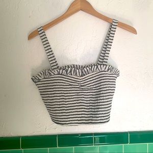 CUTE BLUE AND WHITE STRIPED CROP TOP